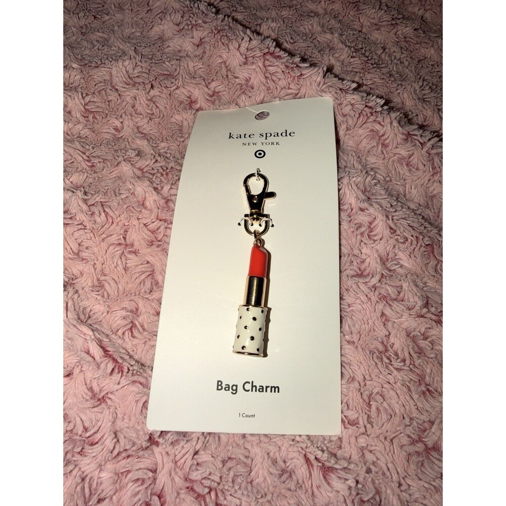 Kate Spade New York x Target Lipstick Bag Charm Keychain Lip Gold Color Fun Clip